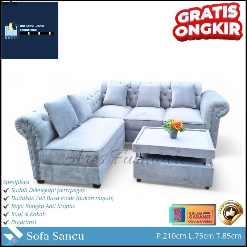 Sofa L Sancu Sudut Kursi Tamu Minimalis Modern Termurah Tegal