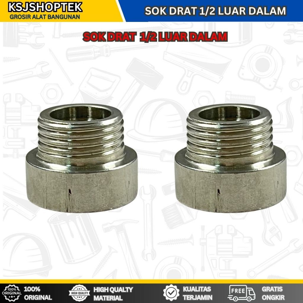 Sok Drat Stainless Luar 1/2 Dalam 1/2 KNEE STAINLESS 1/2