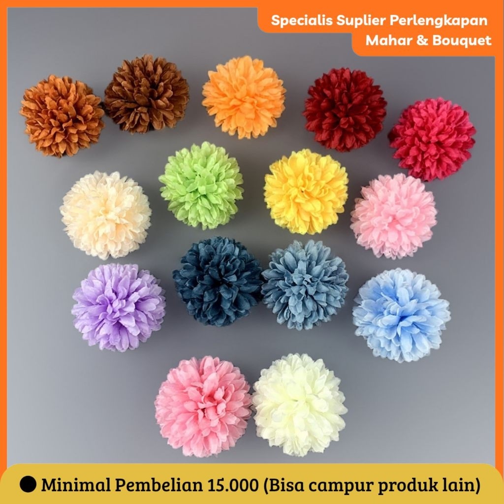 BUNGA DANDELION 7-8cm BORIS pompom becker artificial -kelopak carnation untuk hias mahar seserahan