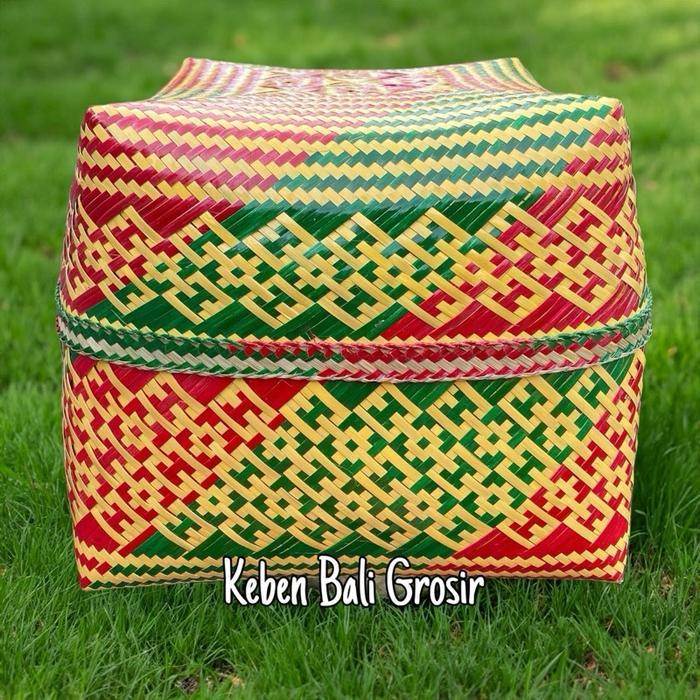 KEBEN BAMBU 30 x 30 || Keben Bali Keben Ulatan Bambu Keben Cat - Merah Hijau