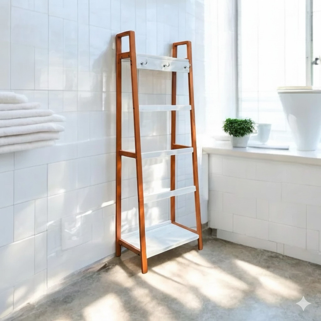 rak sajadah dan mukena alquran stand hanger kayu jati aesthetic minimalis tangga estetik rak jilbab 