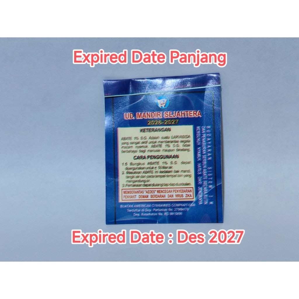 Abate Membunuh Jentik Nyamuk/Abate Obat Nyamuk Sachet 5 gram