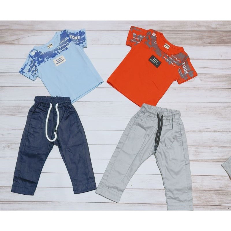 IB KIDS [BISA COD] (DISKON SIZE S) 3745 SETELAN ANAK COWOK IMPORT USON AVENUE (BIRU & ORANGE)