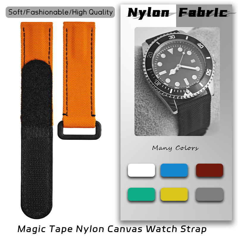 20mm Nylon Fabric Watchband Magic Tape Velcro Watch Strap for IWC Omega Hamilton Khaki Seiko SKX 5 C