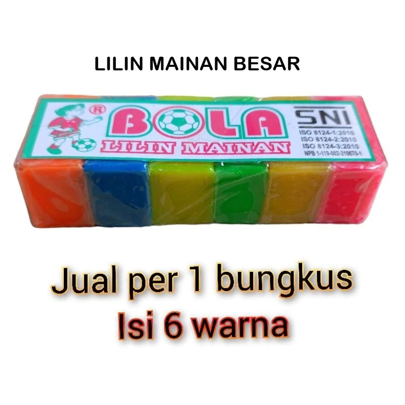 Plastisin Malem Lilin Mainan Bola 6 Warna Besar - Mainan Plastisin Lilin Mainan Malam Malem Clay