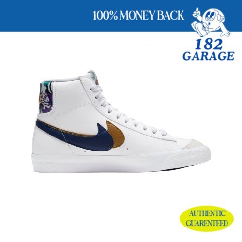 Sepatu  Blazer Mid 77 SE Gs Double Swoosh White Blue Void
