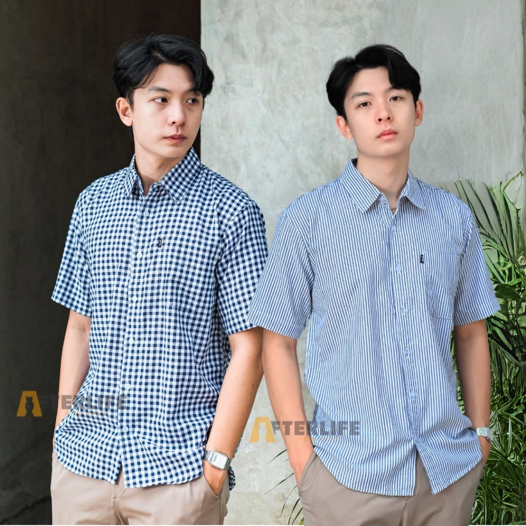 DELISTORE Afterlife - Kemeja Pria Salur Oxford Cotton M-XXL