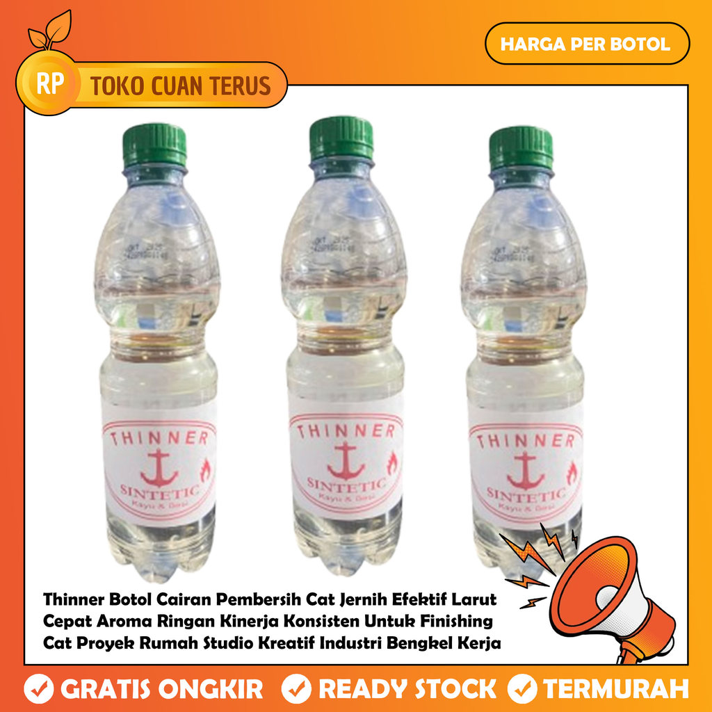 Thinner Botol Cairan Pembersih Cat Jernih Efektif Larut Cepat Aroma Ringan Kinerja Konsisten Untuk F