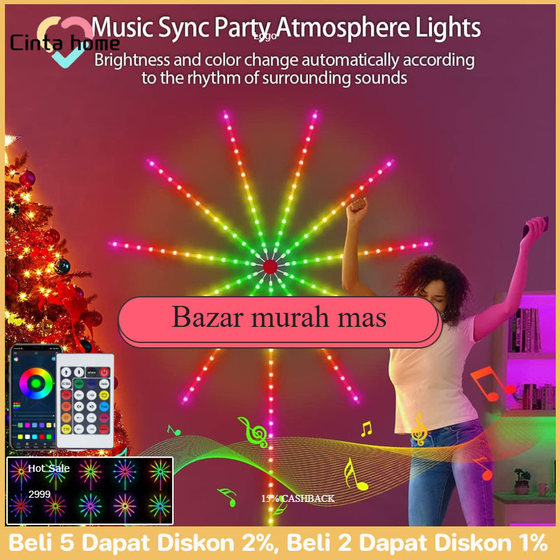 Lampu Strip LED Kembang Api LED Strip Warna-warni Bentuk Kembang Api Dengan Untuk Dekorasi Lampu Sta