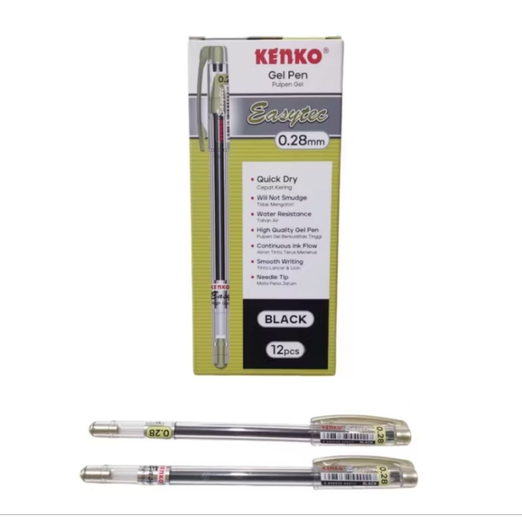 Pulpen Kenko Gel Easytec Ukuran 0,28mm Isi 12pcs/pak