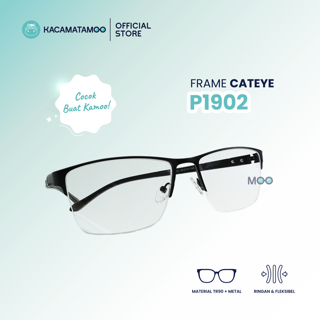 KACAMATAMOO Frame Kacamata Square SQ1902 Besi | Half Frame Sport Ringan Kokoh Pria Wanita