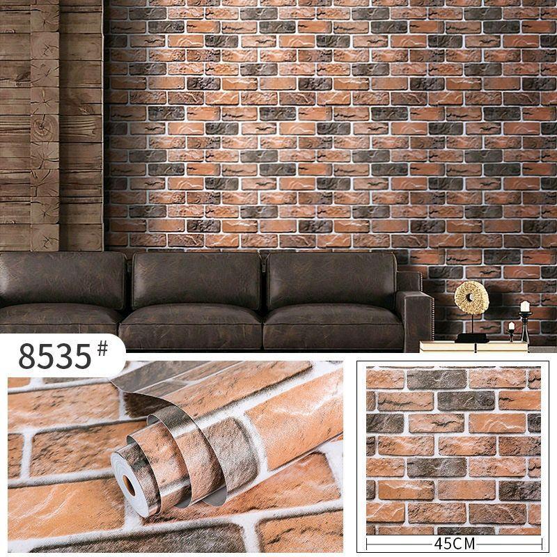 Wallpaper Sticker Dinding MOTIF Batu Bata Warna Coklat Classic Aesthetic