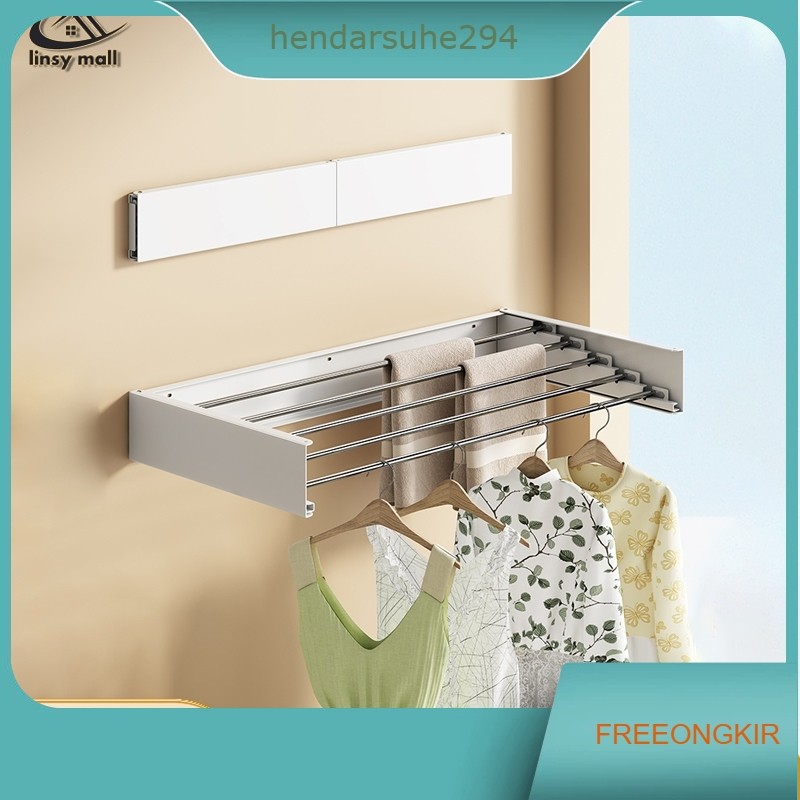 Rak Pakaian Jemuran Lipat Dinding Kecil 60/80/100CM Jemuran Baju Ruangan-Buka Tutup Pakaian Handuk S
