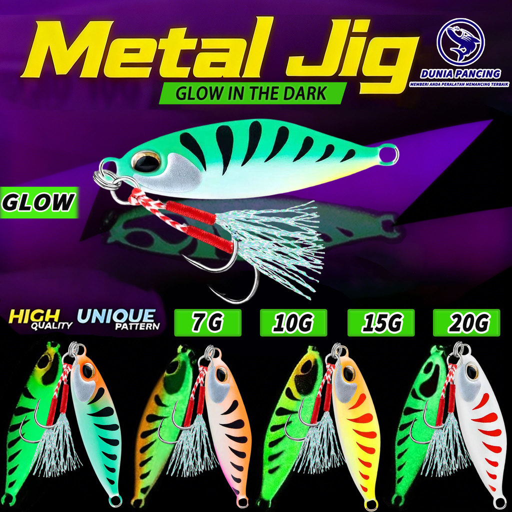Metal Jig Premium GID 7g/10g/15g/20g Umpan Pancing Micro Jig Double Single Assist Hook Slow Umpan Ca