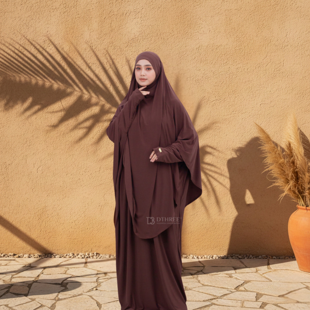 Dthree - Abaya Sahiera Set French khimar | Abaya Umroh & Haji French Khimar | Abaya Remaja Aesthetic