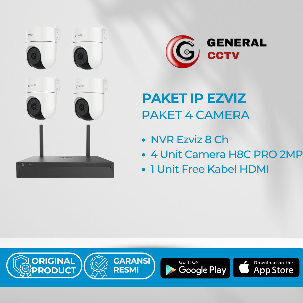 PAKET IP KAMERA EZVIZ NVR 4CH + 4CAMERA OUTDOOR H8C 2MP
