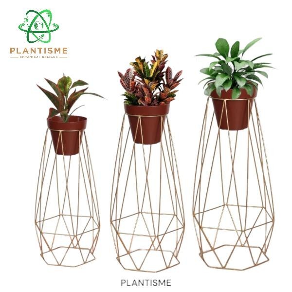 Rak Tanaman - Luxion Iron Stand Dudukan Pot Besi Motif Diamond Besar Tahan Karat Stabil Tanaman Indo
