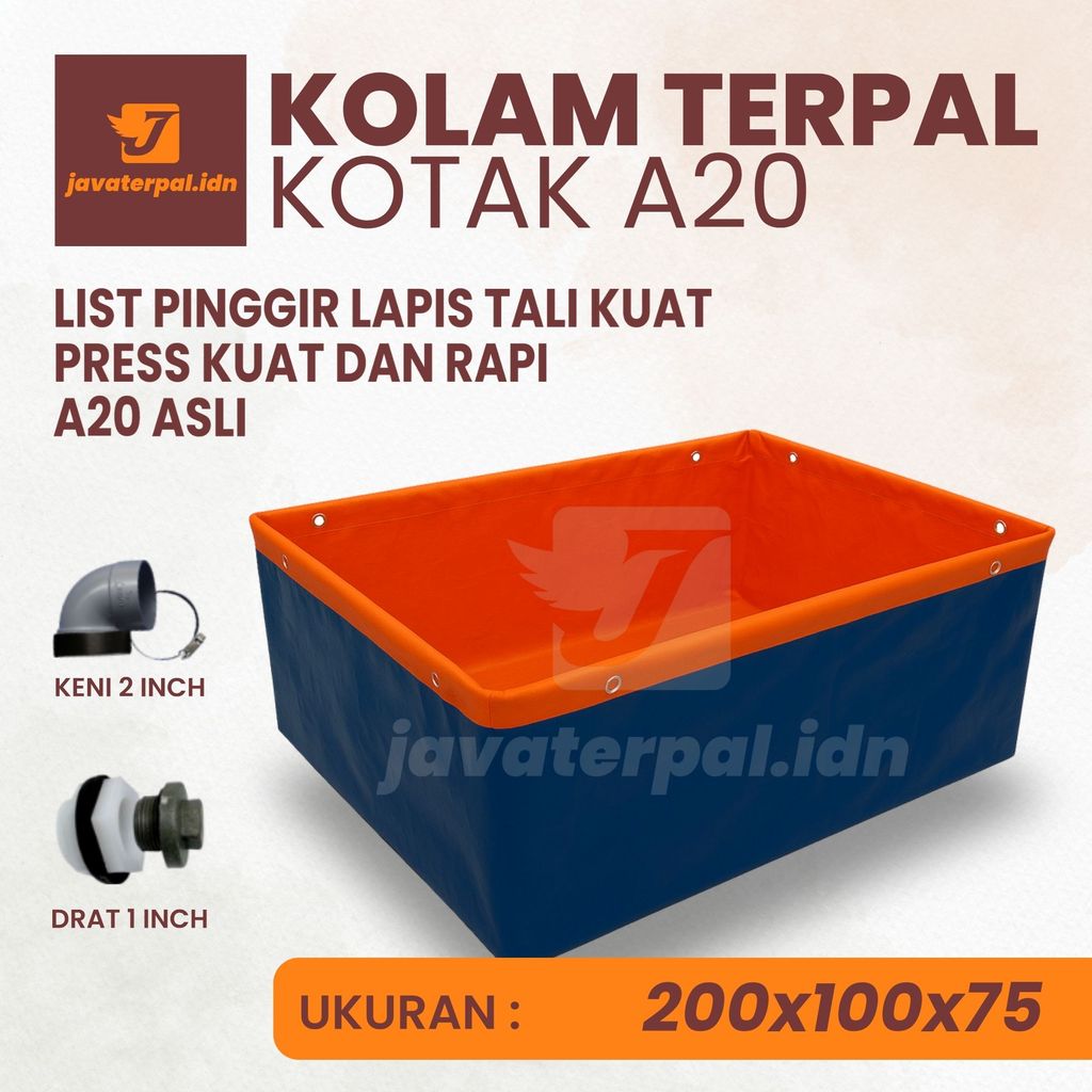 1x2x0.75 Kolam Terpal Kotak A20 Import Korea 100x200x75 Untuk Budidaya Ikan lele nila gurame
