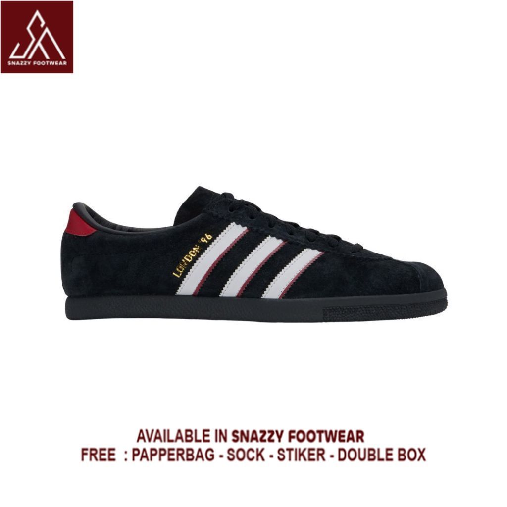 Sepatu Sneakers Adidas City Series London ‘96 Core Black White Better Scarlet 100% Original Unisex