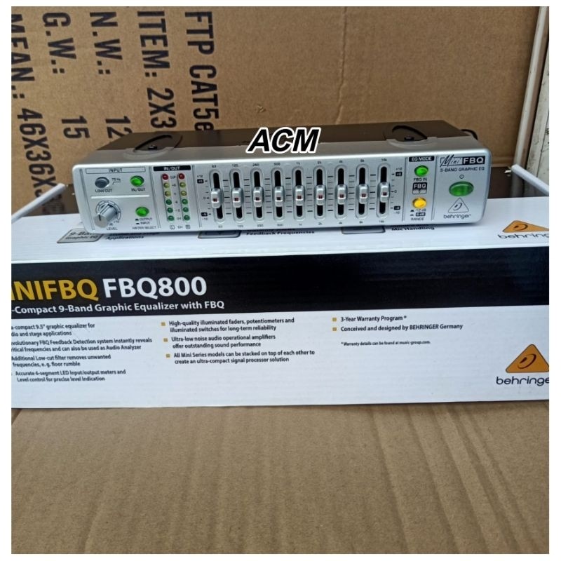 EQUALIZER BEHRINGER MINIFBQ FBQ800 EQUALIZER MINI 1X9 BAND FBQ 800