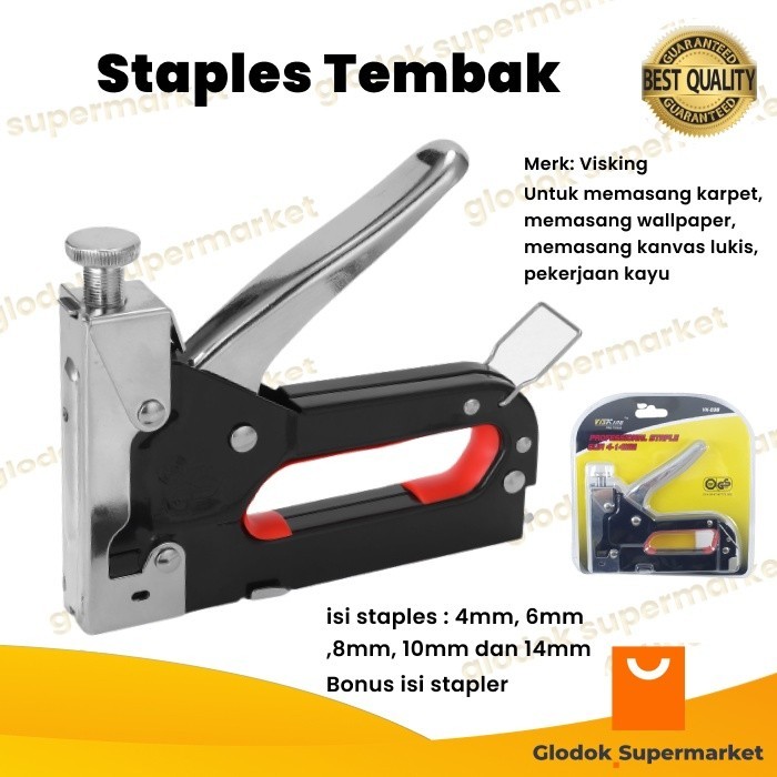 Staples Tembak Jok Staple Gun 4-14mm Visking BONUS Isi Ulang Staples VK038