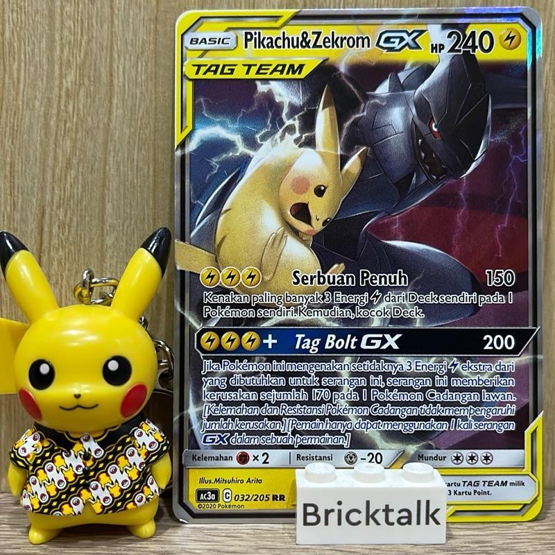 Pikachu & Zekrom GX RR AC3a 032/205 Tag Team Kartu Pokemon TCG Trading Card Game Original