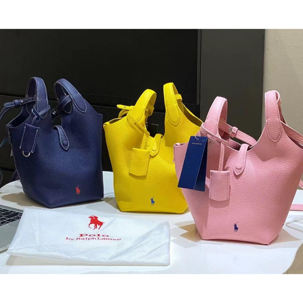Polo Ralph Lauren 2025 Counter Latest Lady‘s Three Colors Polo Play Cowhide Small Tote Bag