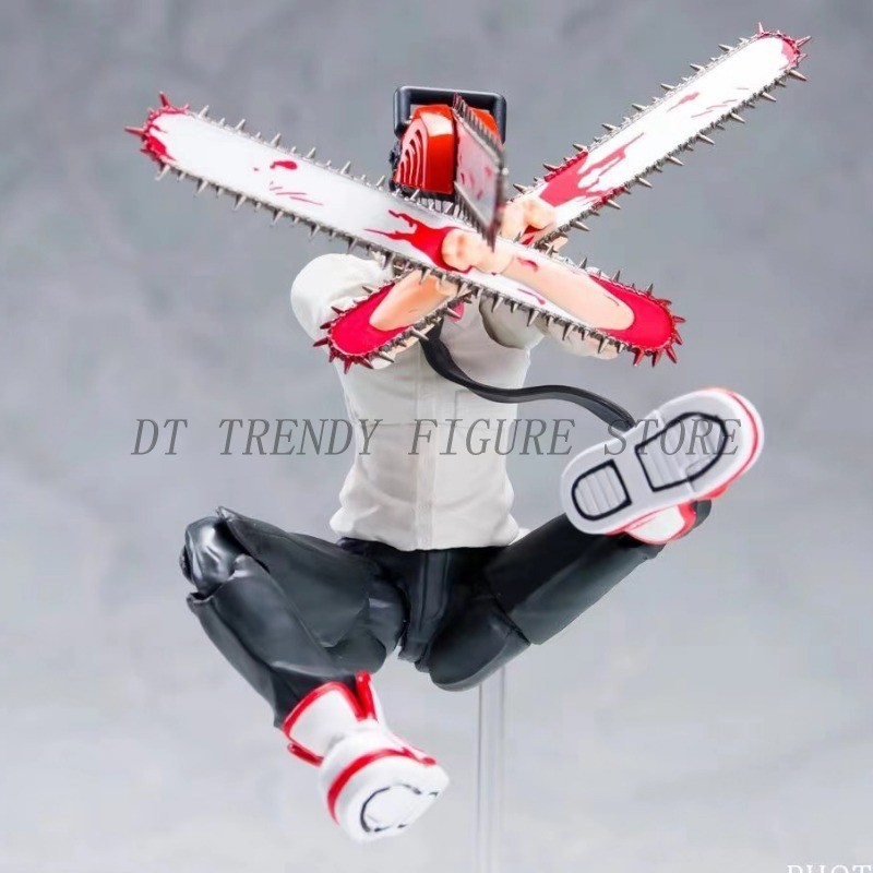 15cm Anime SHF Chainsaw Man Denji Action Figure PVC Chainsaw Helmet Movable Collection Model Ornamen