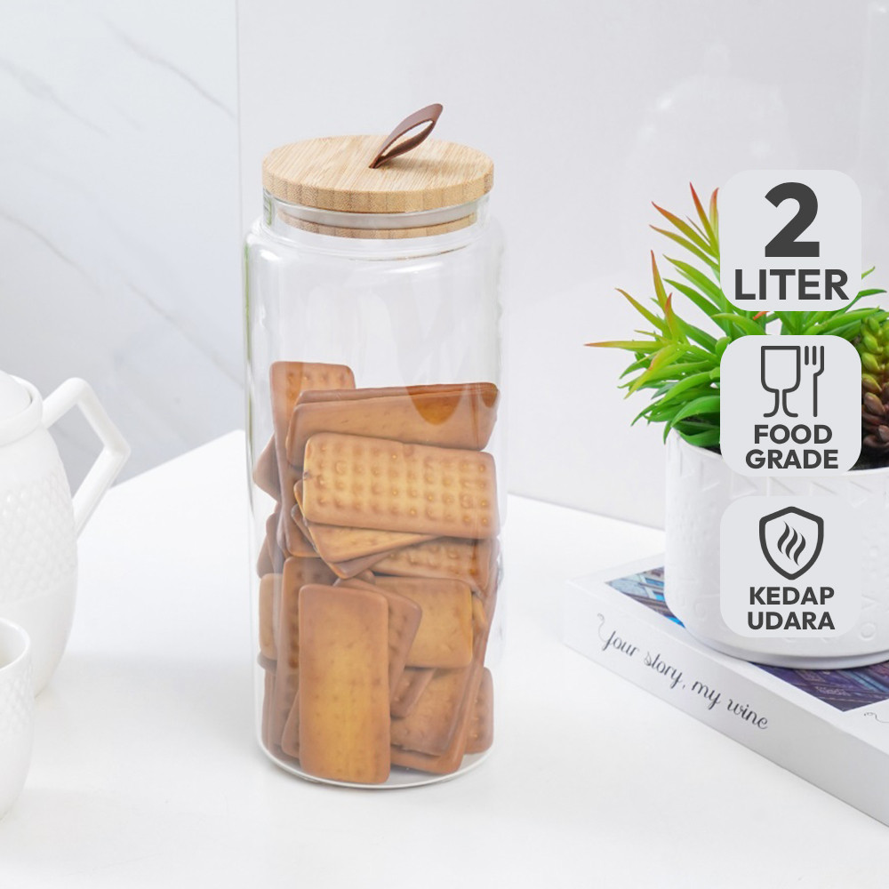Informa 2 ltr Wilhelmina Stoples Kaca Jar Tempat Simpan Snack Dan Permen Setoples Toples Serbaguna P