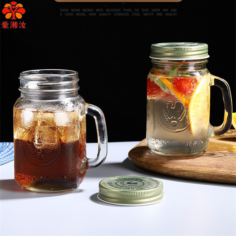 Drinking Jar 488ML Retro Rooster Cup Country Fair Beer Mug Vintage Rooster Transparent Glass With Li