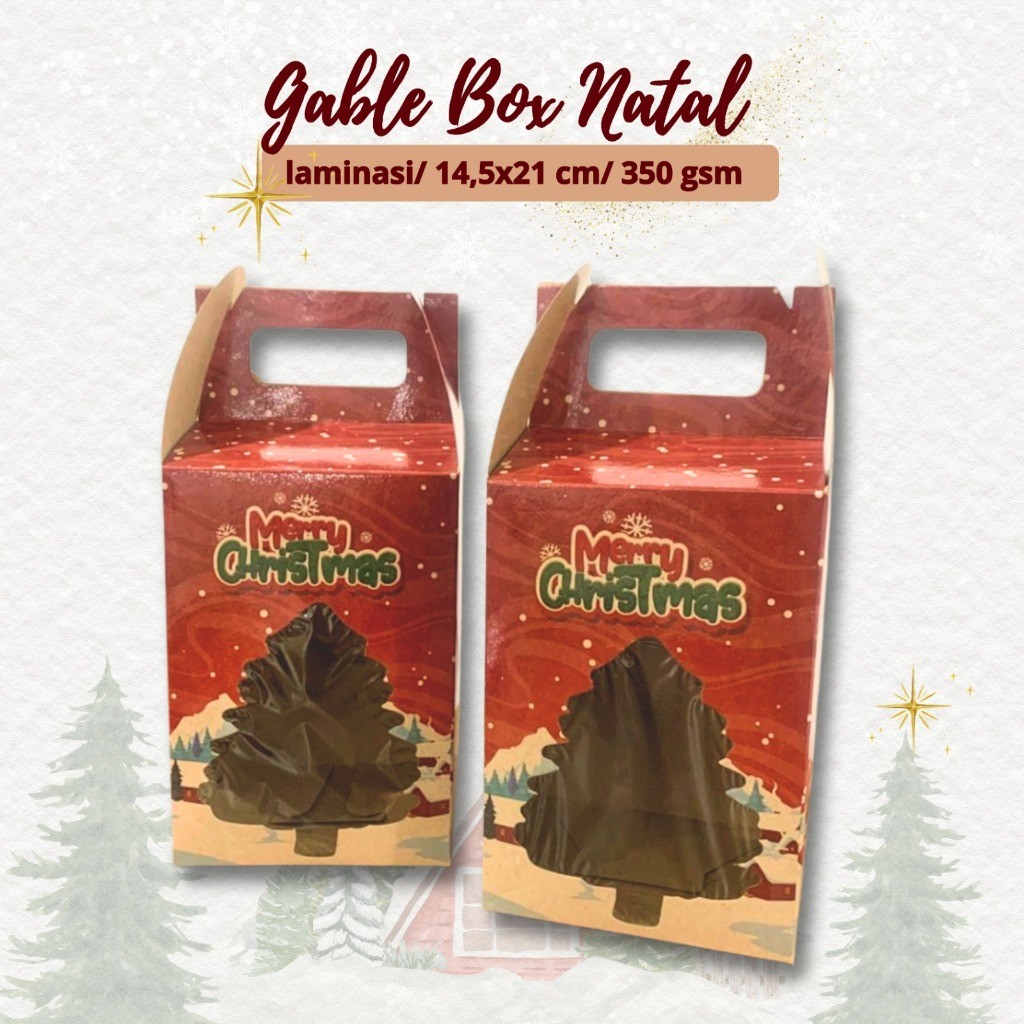Gable Box Motif Natal 14,5x21 cm / Gable box jendela / dessert box Merry Christmas