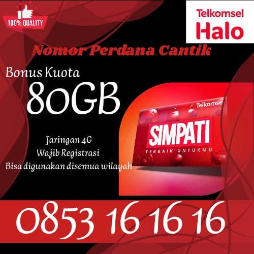 Kartu Perdana Telkomsel nomor cantik 10-digit kuota internet utama 80GB 10-digit