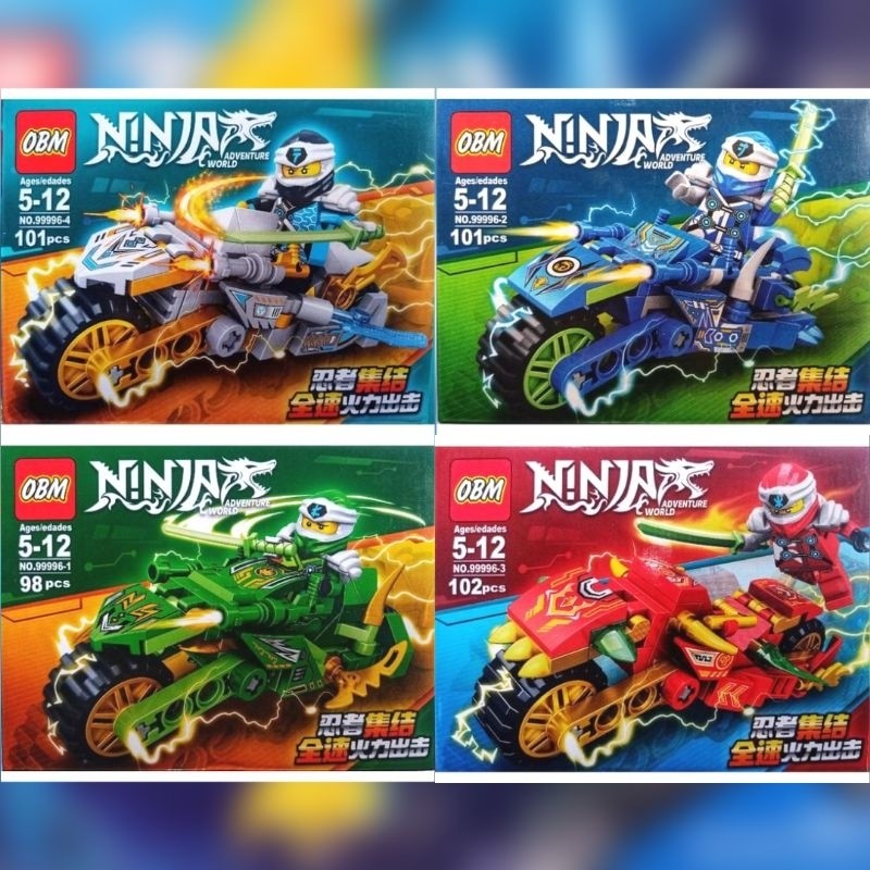 Aurora mainan anak sepeda motor ninjago gede motor besar moge + ninja + senjata lengkap 99996 action
