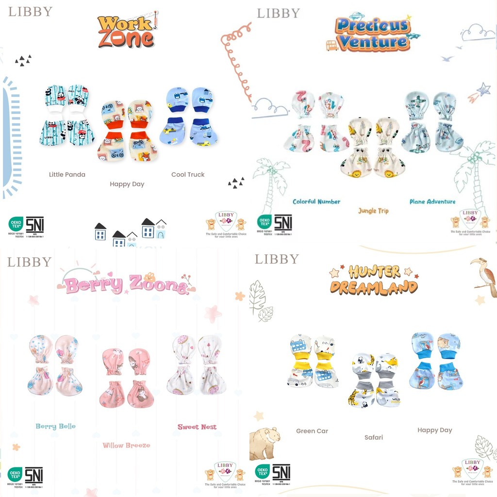 Libby 3bks sarung tangan kaki bayi