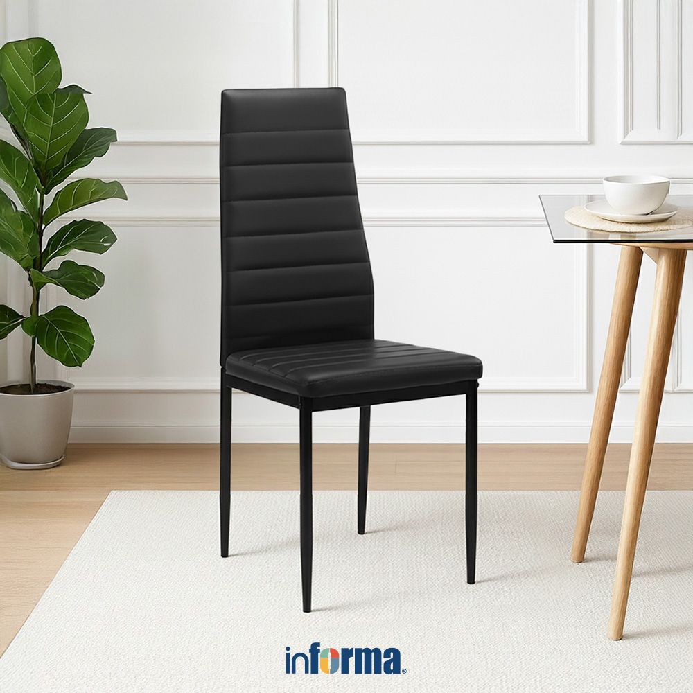 Informa Beta Kursi Makan Kulit - Hitam Dining Chair Tempat Ruang Makan Kursi Kafe Makan Bangku Cafe 