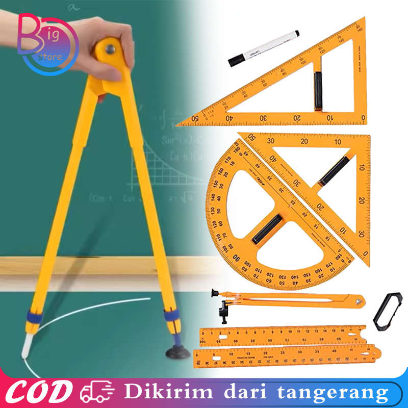 5pcs /Set Penggaris Kayu Papan Tulis Set Jangka Papan Tulis Penggaris Busur Jangka Segitiga Papan Tu