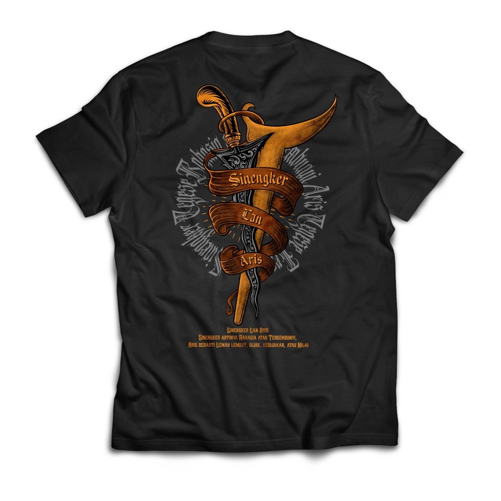 ORI  Kaos Jawa Keris Distro Sinengker Lan Aris Baju Budaya Jawa Bali Big Size Oversize Jumbo Pria