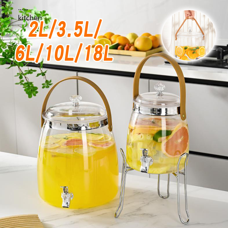 18L Ketel Air Dingin Gaya Jepang Dengan Dispenser Air Keran, Ember Kedap Udara Transparan Rumah Tang