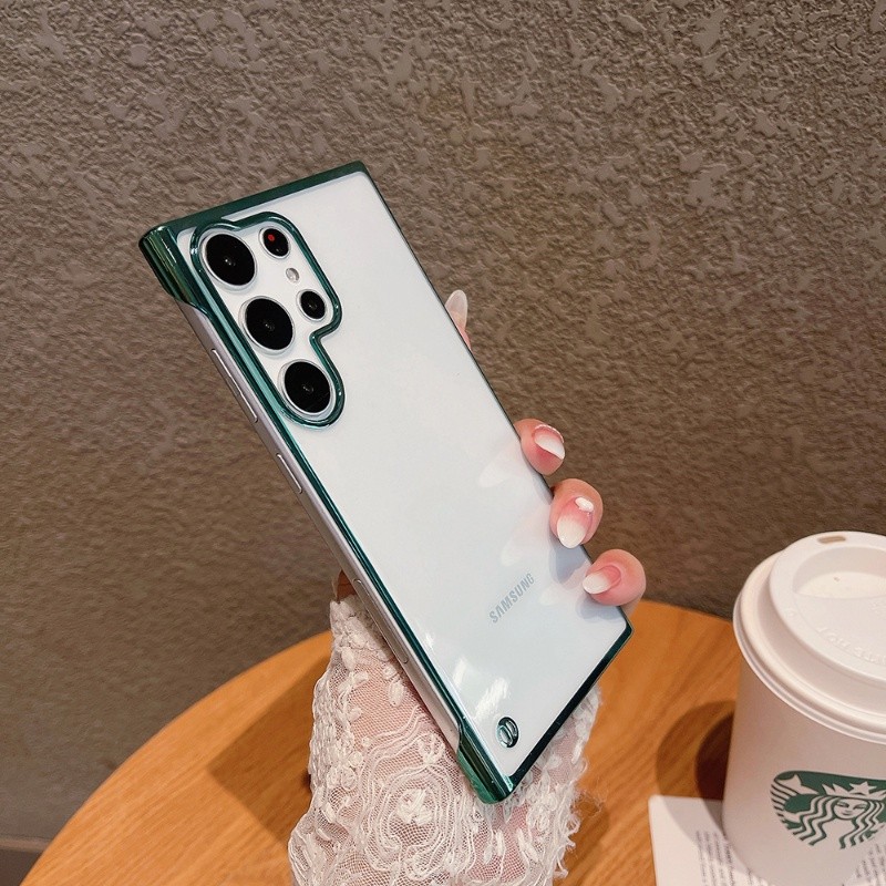 Slim Frameless Phone Case Untuk Samsung Galaxy S25 S24 S23 S22 S21 FE S20 S20 Ultra 10 Plus Plating 