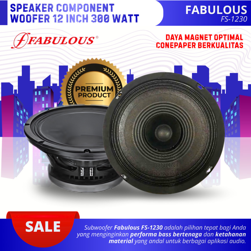 Subwoofer Speaker 12 Inch Fabulous FS-1230 Power 300 Watt 8 Ohm Woofer 12 Inch Double Coil Komponen 