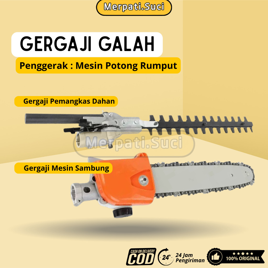 Adaptor Chainsaw & Hedge Trimmer Untuk Mesin Potong Rumput | Shaft 26mm AS Bintang 9 | Mini Chainsaw