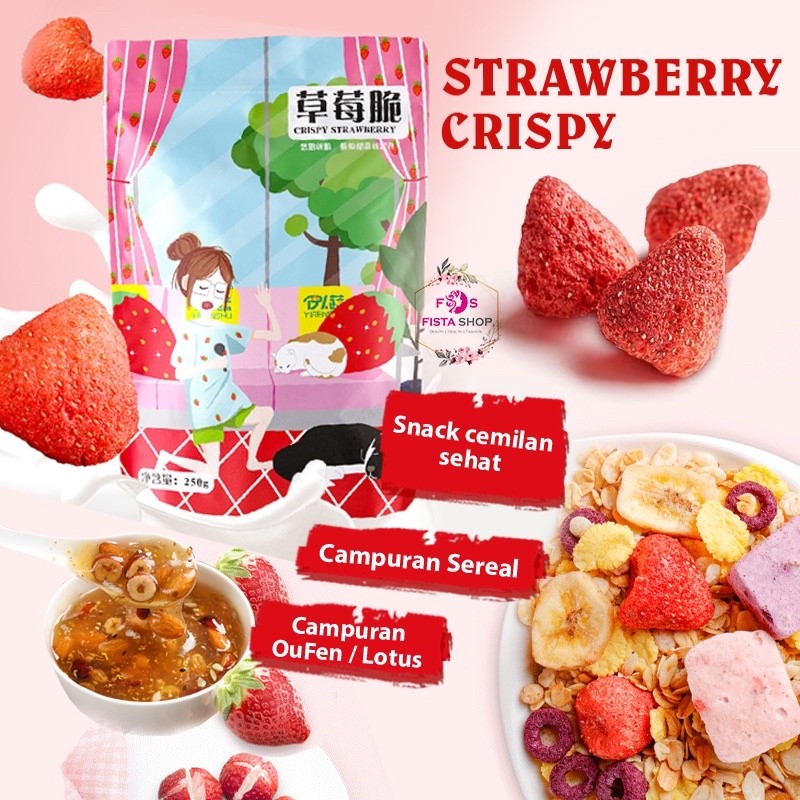 newOATCAK Strawberry Crispy BUAH TIN MANGGA IMPORT STOBERI MANIS KERING 30g 100g