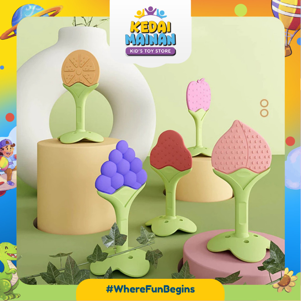 [KEDAIMAINAN] [WM306] Baby teether buah Empeng bayi gigitan tooth pacifier mainan rattle genggam fru