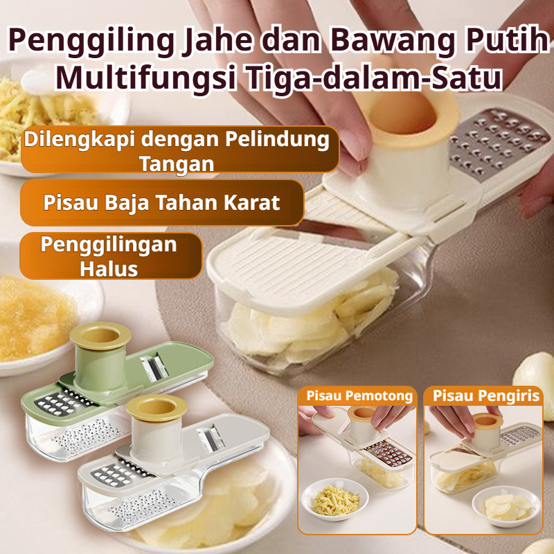 Penggiling Jahe Dan Bawang Putih Multifungsi 3-in-1 | Pemotong Bawang Putih Dapur | Pengiris Bawang 