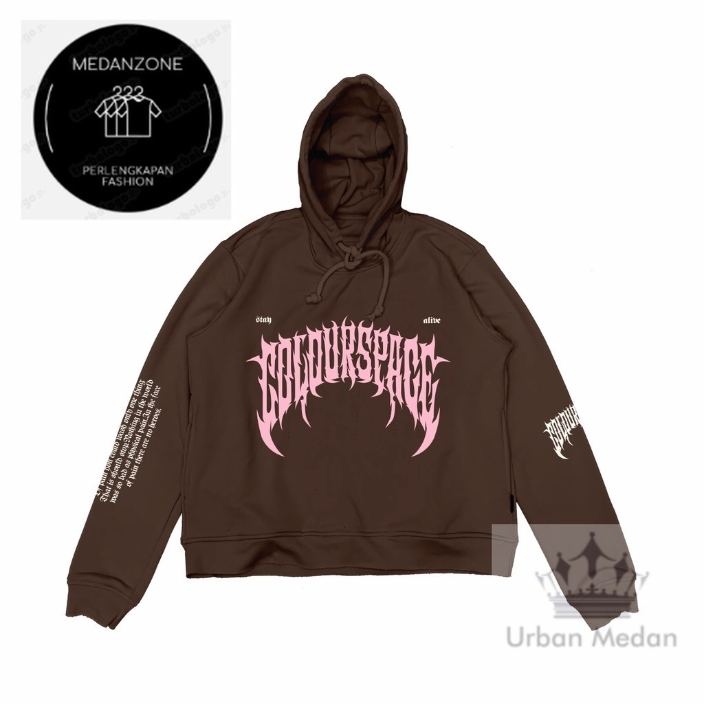 Hoodie oversize crop Colourspace unfinished - Brown Elima - hoodie crop