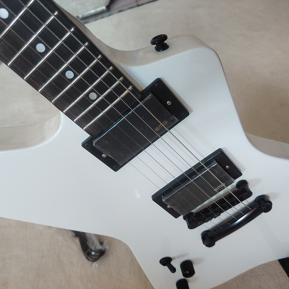 Stock White LeftHanded  Prototype Electric Guitar with EMG Active Pickups, Fast Delivery