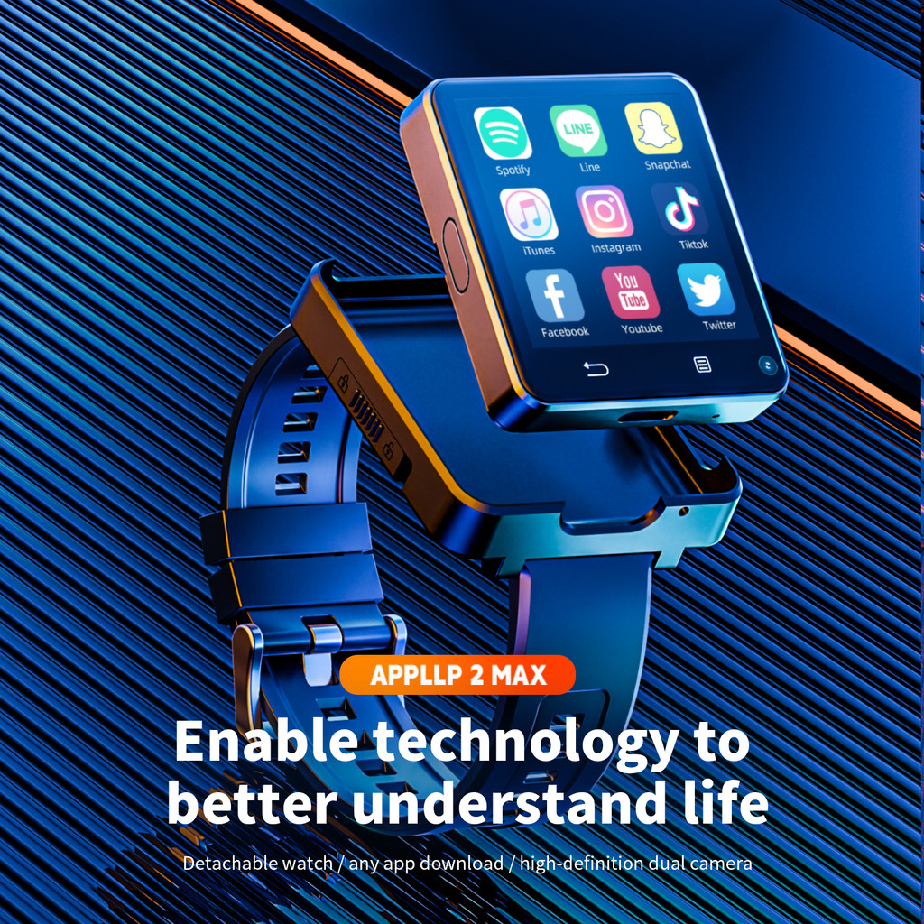 bocah_brodol 5G LTE Smart Watch 4G Male SIM Card 4GB RAM 64GB ROM Android 11.0 OS With 500W Dual Cam