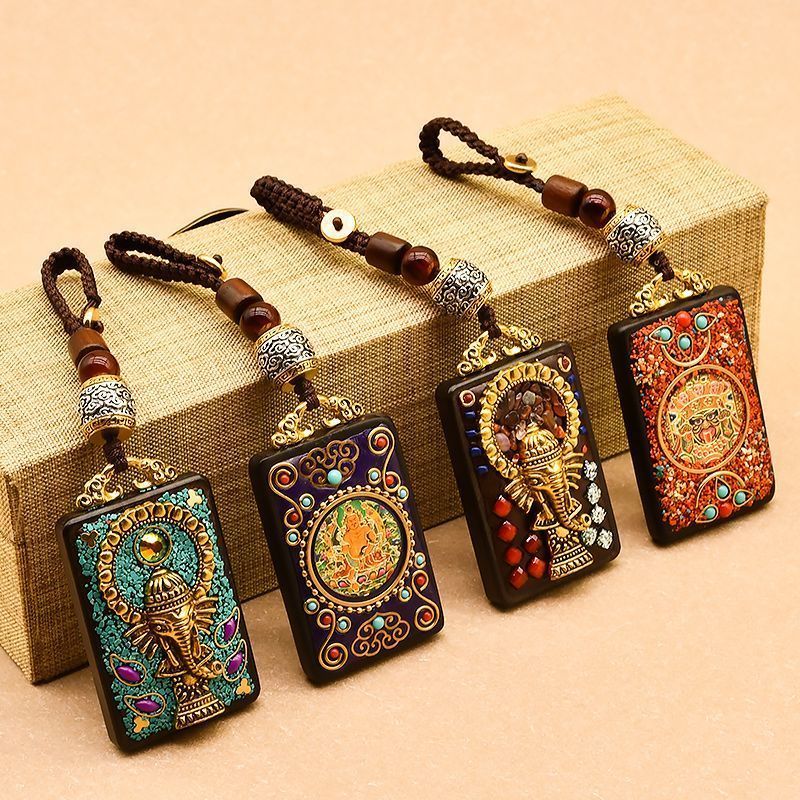 Tag Buddha Amulet Pendant Auspicious Elephant Peace Keychain