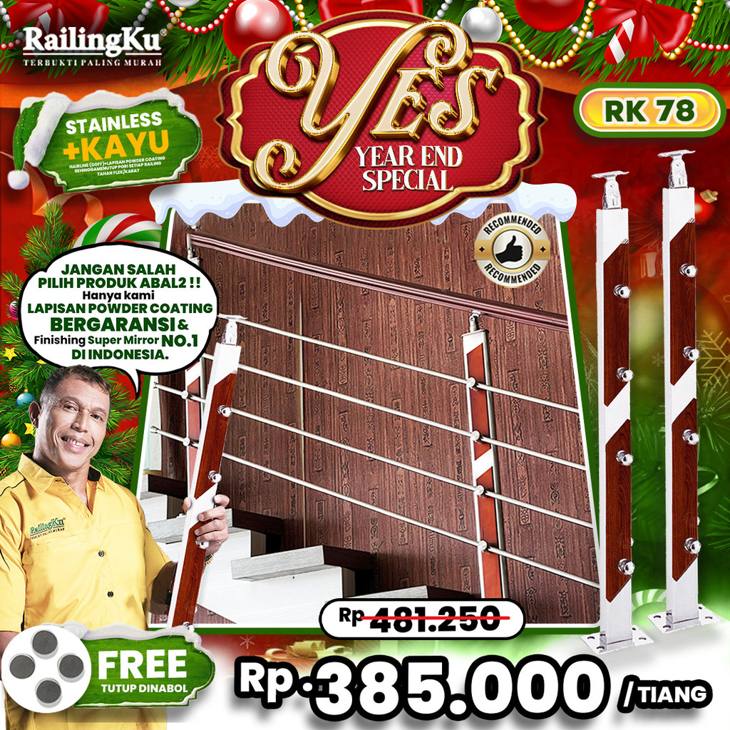 Railing Tangga Stainless Nature Desain Railingku [YES] RK 78 Railing Anti Karat Free Penutup Dynabol