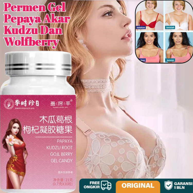 Softgel Pembesar Payudara Cepat – Ekstrak Pepaya, Pueraria Mirifica Goji Berry 60 Kapsul / Aman, Tan